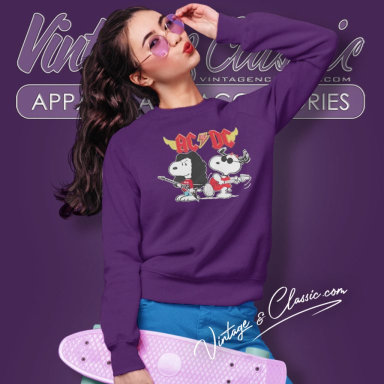 Acdc Snoopy Rock Sweatshirt Acdc Snoopy Rock Sweatshirt