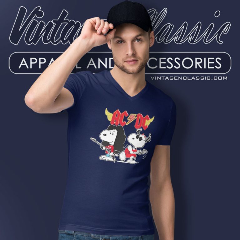 Acdc Snoopy Rock V Neck TShirt Acdc Snoopy Rock V Neck TShirt