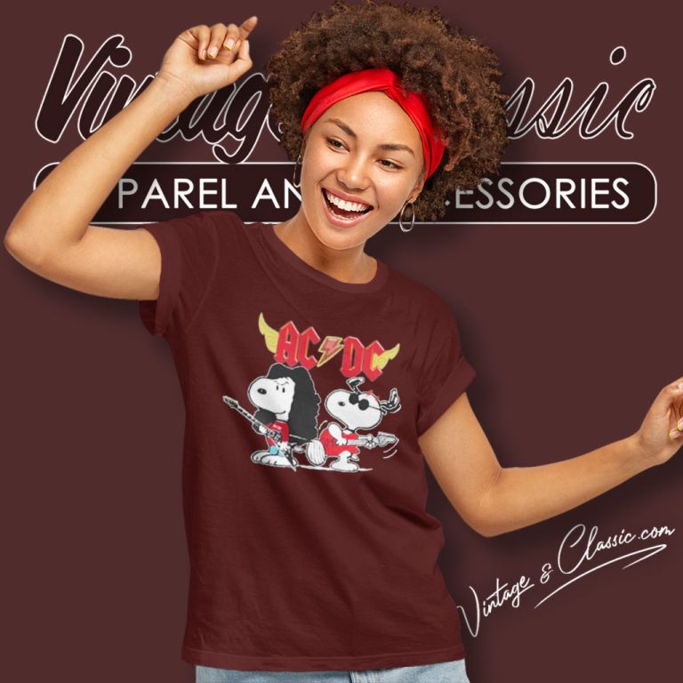 Acdc Snoopy Rock Women T Shirt Acdc Snoopy Rock Women T Shirt