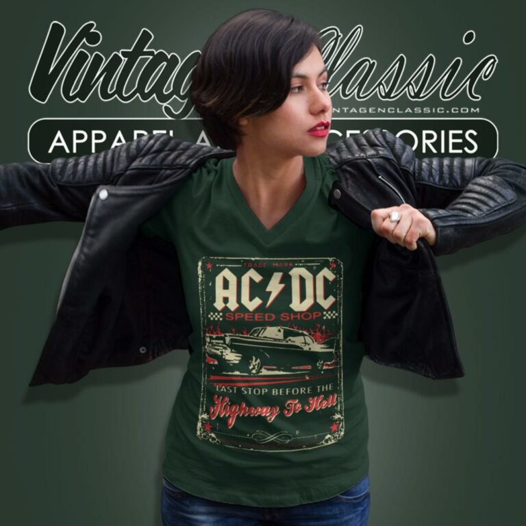 Acdc Speed Shop V Neck TShirt Acdc Speed Shop V Neck TShirt