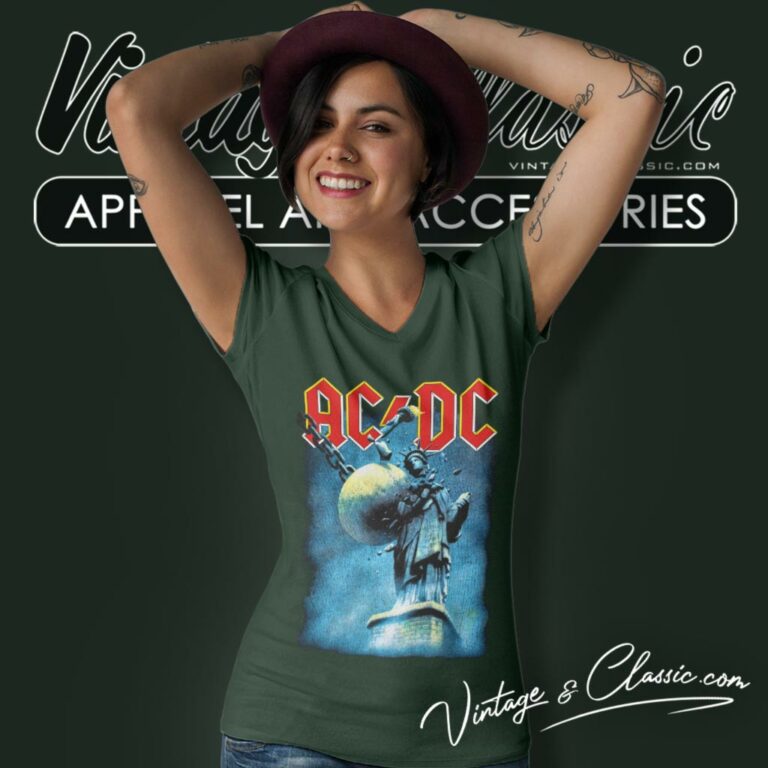 Acdc Statue Of Liberty V Neck TShirt Acdc Statue Of Liberty V Neck TShirt