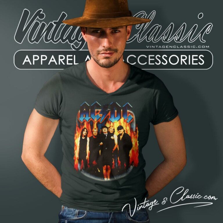 Acdc Stiff Upper Lip Tour V Neck TShirt Acdc Stiff Upper Lip Tour V Neck TShirt
