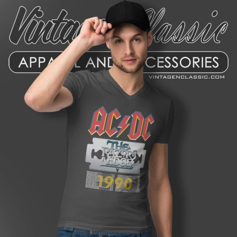 Acdc The Razors Edge V Neck TShirt Acdc The Razors Edge V Neck TShirt