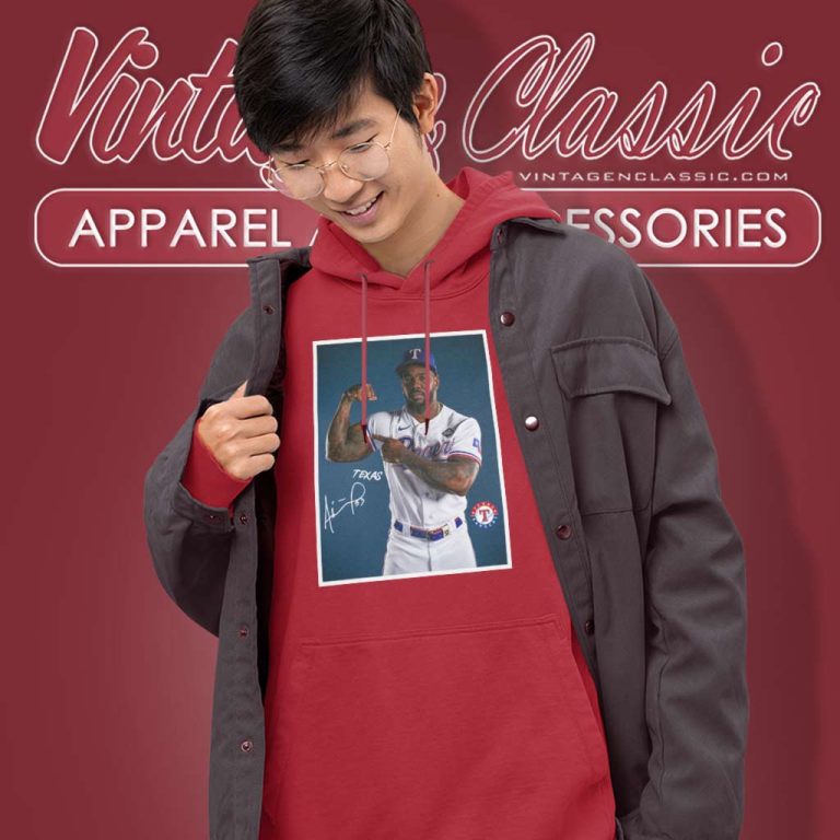 Adolis Garcia Signature Texas Rangers Logo Hoodie Adolis Garcia Signature Texas Rangers Logo Hoodie