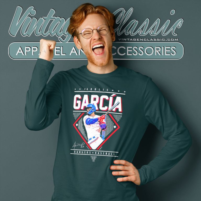 Adolis Garcia Texas Rangers Signature Long Sleeve Tee Adolis Garcia Texas Rangers Signature Long Sleeve Tee