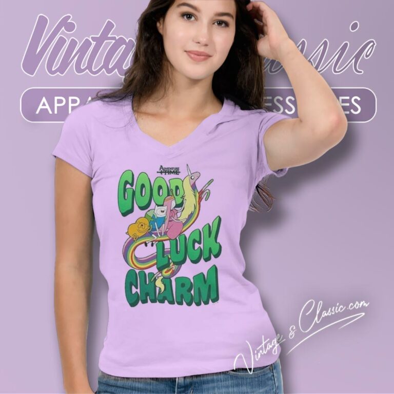 Adventure Time Good Luck Charm St Paddys Day V Neck TShirt Adventure Time Good Luck Charm St Paddys Day V Neck TShirt