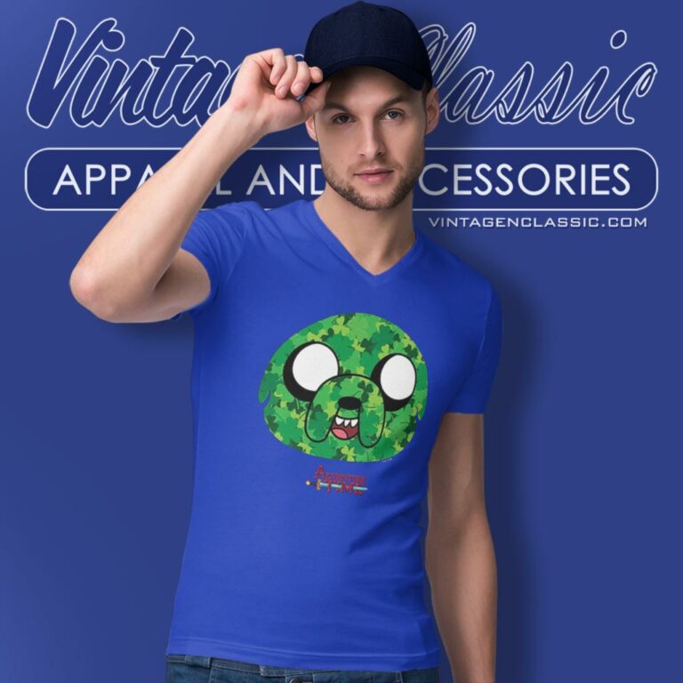 Adventure Time Shamrock Jake St Paddys Day V Neck TShirt Adventure Time Shamrock Jake St Paddys Day V Neck TShirt