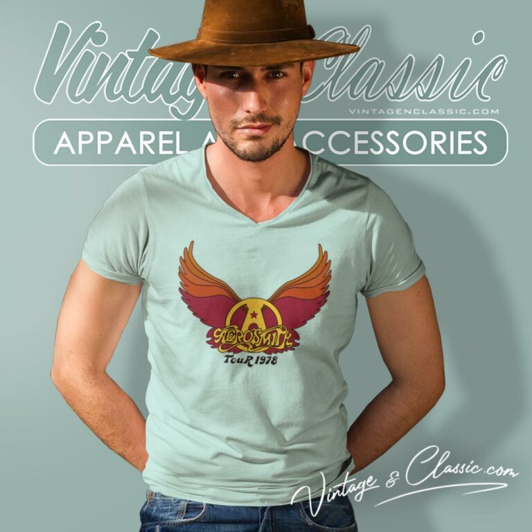 Aerosmith 1978 Tour V Neck TShirt Aerosmith 1978 Tour V Neck TShirt