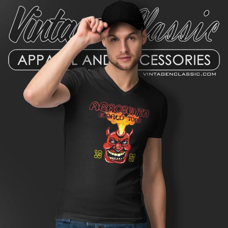 Aerosmith 1997 World Tour V Neck TShirt Aerosmith 1997 World Tour V Neck TShirt