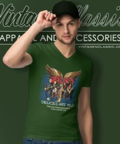 Aerosmith Deuces Are Wild Tour V Neck TShirt