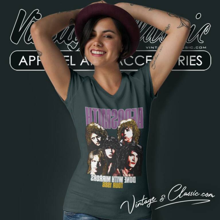Aerosmith Done With Mirrors Tour V Neck TShirt Aerosmith Done With Mirrors Tour V Neck TShirt