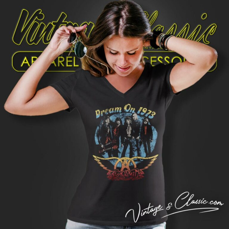 Aerosmith Dream On 1973 V Neck TShirt Aerosmith Dream On 1973 V Neck TShirt