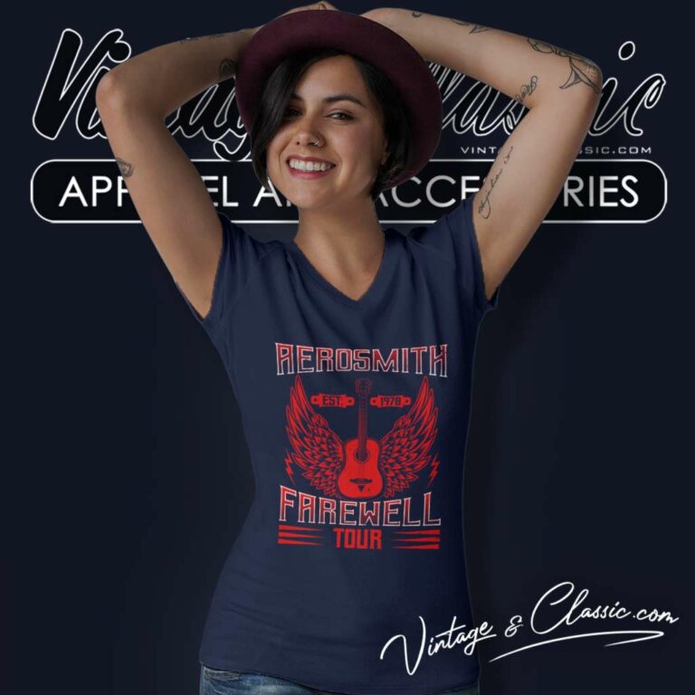 Aerosmith Est 1970 Farewell Tour V Neck TShirt Aerosmith Est 1970 Farewell Tour V Neck TShirt
