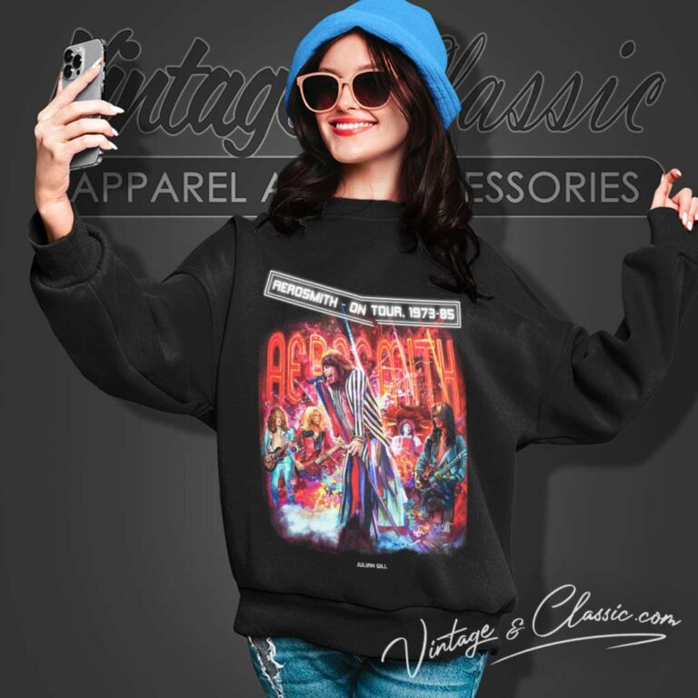Aerosmith On Tour 1973 85 Julian Gill Sweatshirt Aerosmith On Tour 1973 85 Julian Gill Sweatshirt