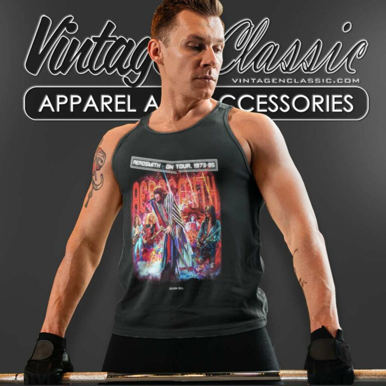 Aerosmith On Tour 1973 85 Julian Gill Tank Top Racerback Aerosmith On Tour 1973 85 Julian Gill Tank Top Racerback