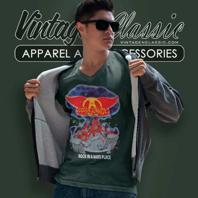 Aerosmith Rock In A Hard Place V Neck TShirt Aerosmith Rock In A Hard Place V Neck TShirt