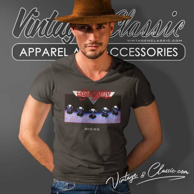 Aerosmith Rocks Album V Neck TShirt Aerosmith Rocks Album V Neck TShirt