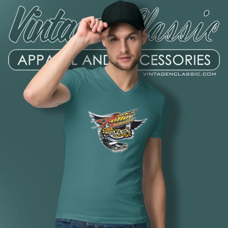 Aerosmith Roller Coaster V Neck TShirt Aerosmith Roller Coaster V Neck TShirt