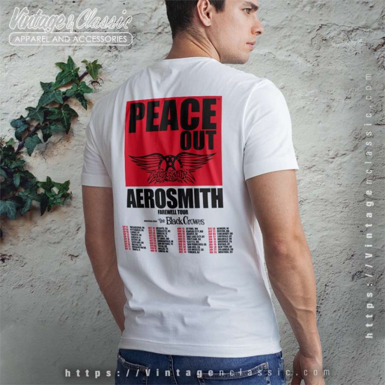 Aerosmith Shirt 2023 2024 Peace Out Farewell Tour T Shirt Back Side Aerosmith Shirt 2023 2024 Peace Out Farewell Tour T Shirt Back Side
