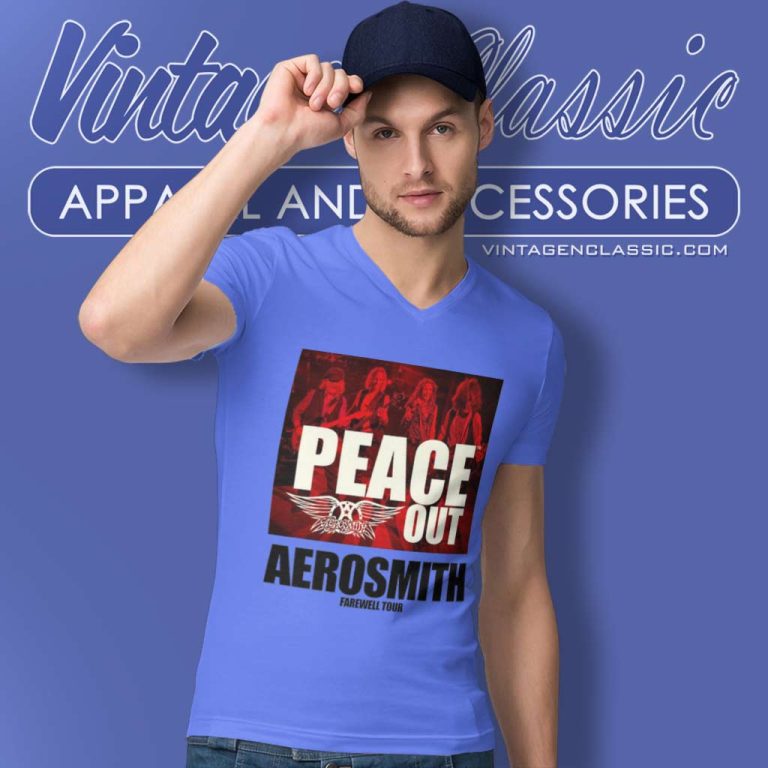 Aerosmith Shirt 2023 2024 Peace Out Farewell Tour V Neck TShirt Aerosmith Shirt 2023 2024 Peace Out Farewell Tour V Neck TShirt