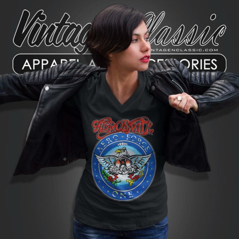 Aerosmith Shirt Aero Force One Tour V Neck TShirt Aerosmith Shirt Aero Force One Tour V Neck TShirt