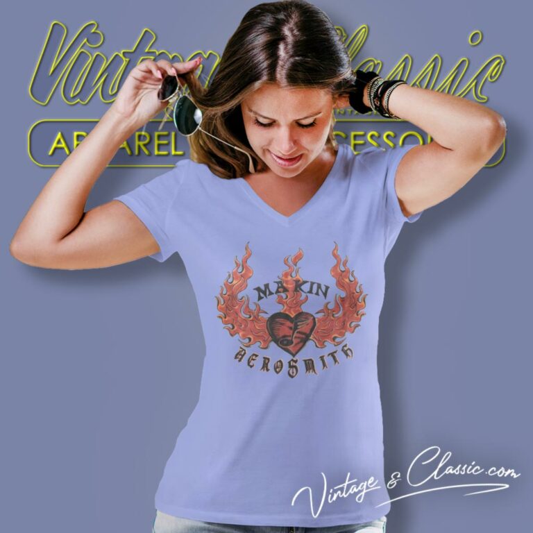 Aerosmith Shirt Makin Get A Grip V Neck TShirt Aerosmith Shirt Makin Get A Grip V Neck TShirt