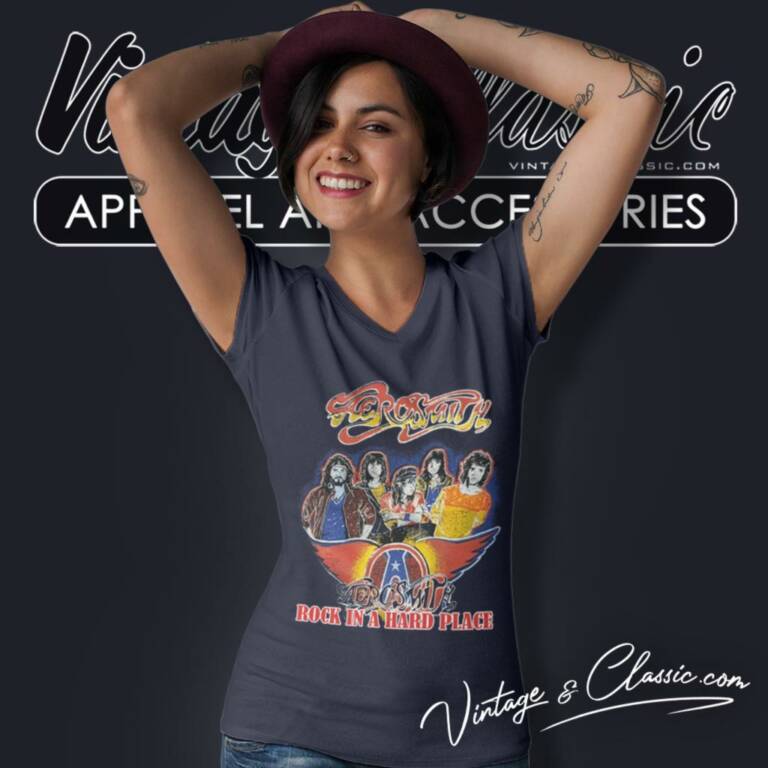 Aerosmith Shirt Rock In A Hard Place Album V Neck TShirt Aerosmith Shirt Rock In A Hard Place Album V Neck TShirt