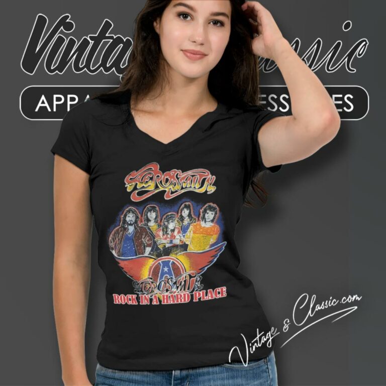 Aerosmith Shirt Rock In A Hard Place V Neck TShirt Aerosmith Shirt Rock In A Hard Place V Neck TShirt