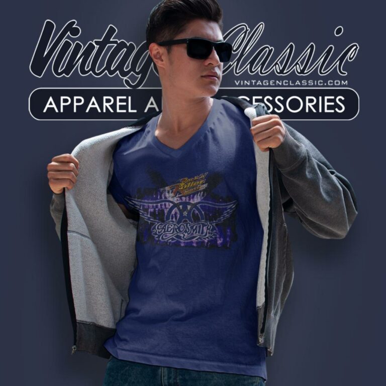 Aerosmith Shirt Rockin Roller Coaster V Neck TShirt Aerosmith Shirt Rockin Roller Coaster V Neck TShirt