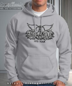 Aerosmith Tshirt 1975 Tour Wings Hoodie Men
