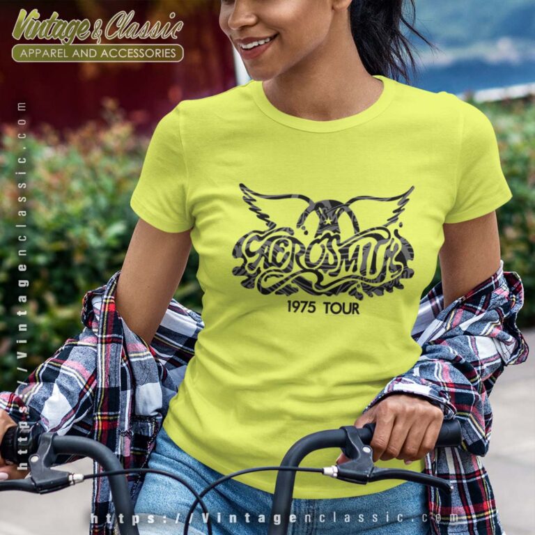 Aerosmith Tshirt 1975 Tour Wings T shirt Women Aerosmith Tshirt 1975 Tour Wings T shirt Women