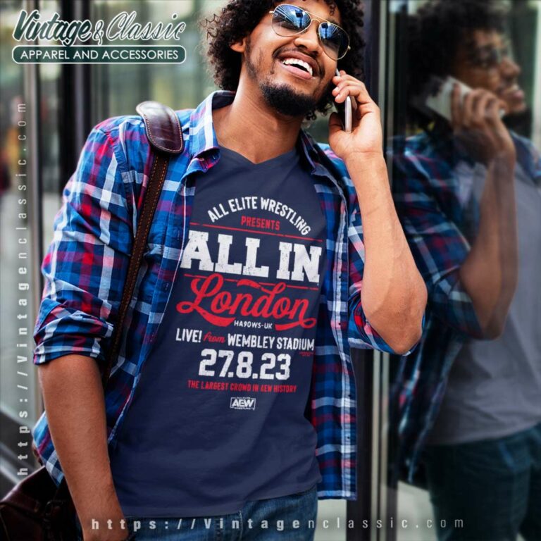 Aew All In Live From Wembley Stadium 27 8 23 V Neck TShirt Aew All In Live From Wembley Stadium 27 8 23 V Neck TShirt