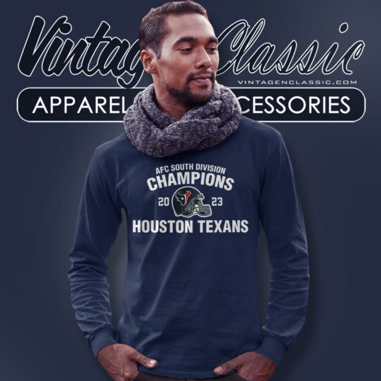 Afc South Division Champions Houston Texans 2023 Helmet Long Sleeve Tee Afc South Division Champions Houston Texans 2023 Helmet Long Sleeve Tee