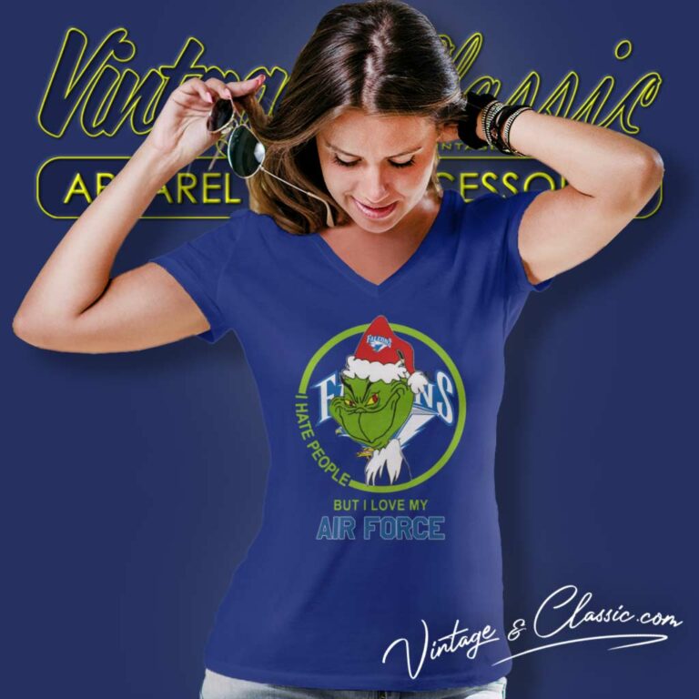 Air Force Falcons Ncaa Christmas Grinch Shirt I Hate People But I Love My Air Force V Neck TShirt Air Force Falcons Ncaa Christmas Grinch Shirt I Hate People But I Love My Air Force V Neck TShirt