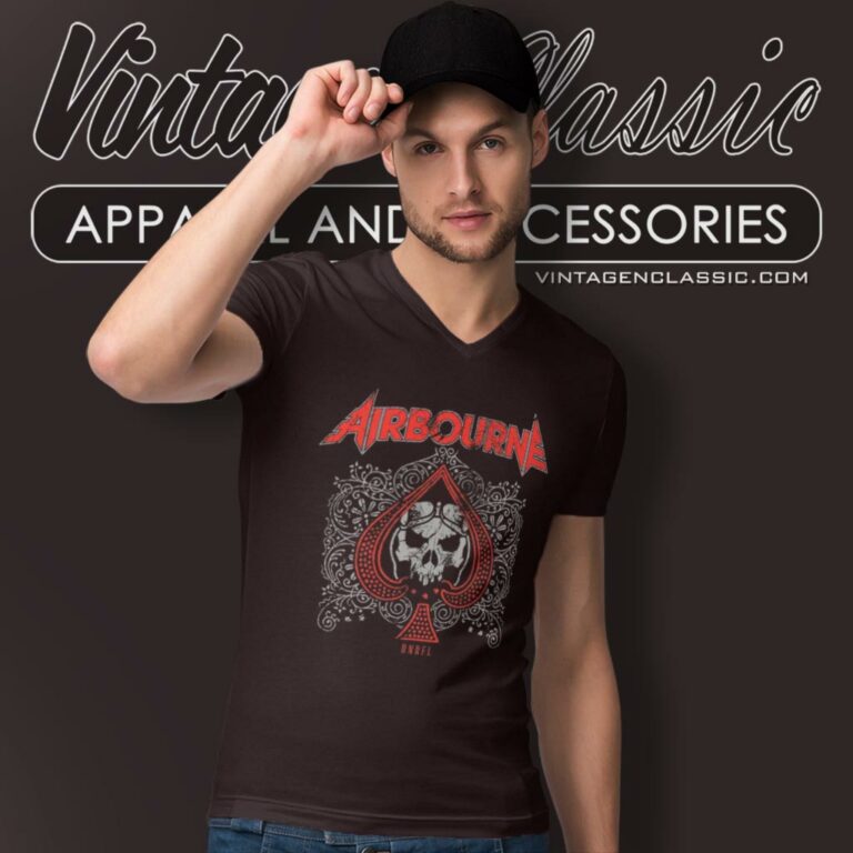 Airbourne Boneshaker Ace V Neck TShirt Airbourne Boneshaker Ace V Neck TShirt