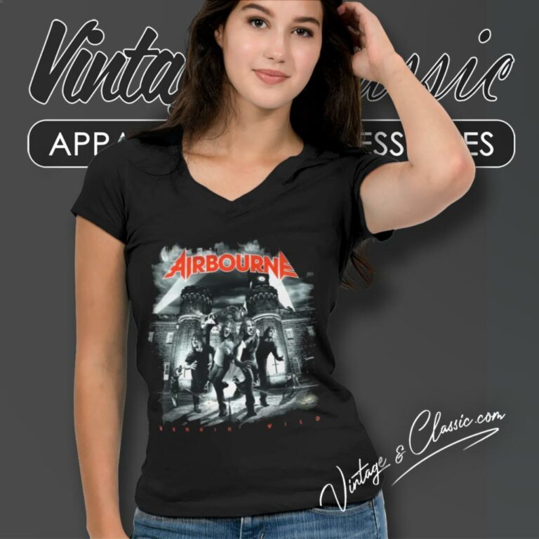 Airbourne Running Wild V Neck TShirt Airbourne Running Wild V Neck TShirt