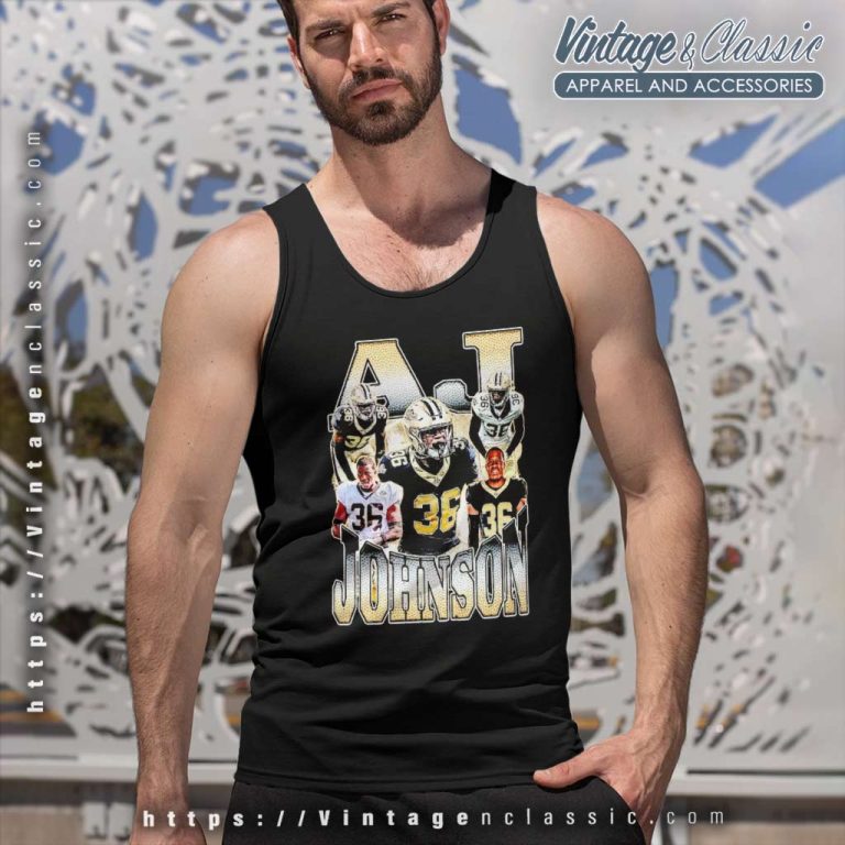 Aj Johnson New Orleans Saints Tank Top Racerback Aj Johnson New Orleans Saints Tank Top Racerback