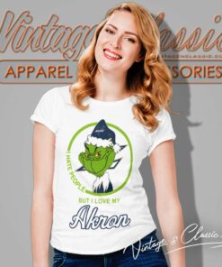 Akron Zips Ncaa Christmas Grinch Shirt I Hate People But I Love My Akron Women TShirt