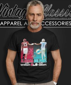 Alabama Athletics Saturdays And Dolphins Sundays Player Shirt 6 Alabama Athletics Saturdays And Dolphins Sundays Player T Shirt