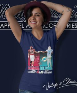 Alabama Athletics Saturdays And Dolphins Sundays Player Shirt 4 Alabama Athletics Saturdays And Dolphins Sundays Player V Neck TShirt