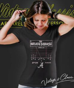 Alabama Crimson Tide 4th And 31 Shirt The Milroe Miracle 4th And 31 27 24 V Neck TShirt