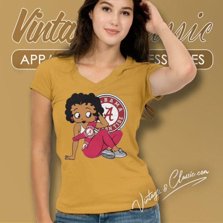 Alabama Crimson Tide Betty Boop V Neck TShirt Alabama Crimson Tide Betty Boop V Neck TShirt