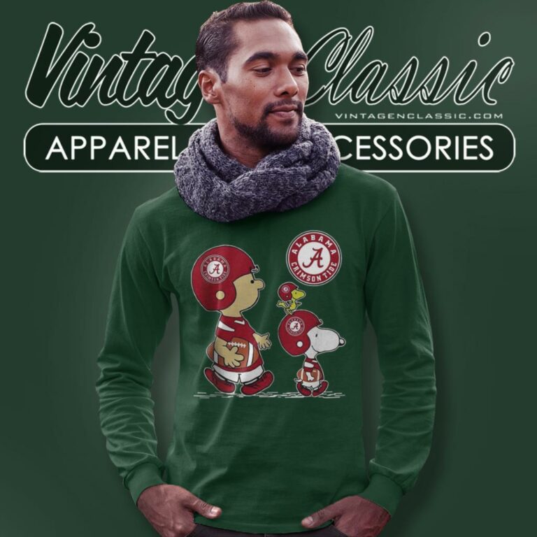 Alabama Crimson Tide Charlie Brown Snoopy And Woodstock Long Sleeve Tee Alabama Crimson Tide Charlie Brown Snoopy And Woodstock Long Sleeve Tee