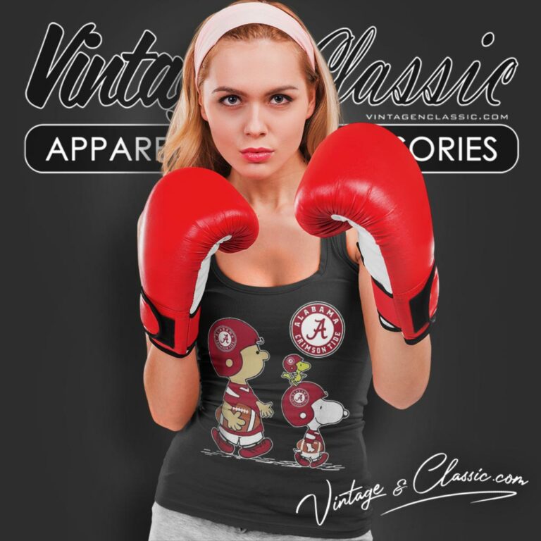 Alabama Crimson Tide Charlie Brown Snoopy And Woodstock Tank Top Racerback Alabama Crimson Tide Charlie Brown Snoopy And Woodstock Tank Top Racerback