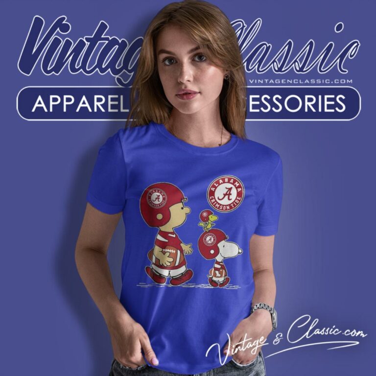 Alabama Crimson Tide Charlie Brown Snoopy And Woodstock Women T Shirt Alabama Crimson Tide Charlie Brown Snoopy And Woodstock Women T Shirt