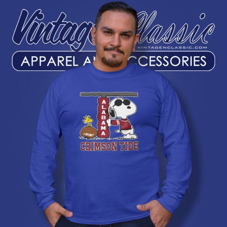 Alabama Crimson Tide Snoopy Joe Cool And Woodstock Long Sleeve Tee Alabama Crimson Tide Snoopy Joe Cool And Woodstock Long Sleeve Tee