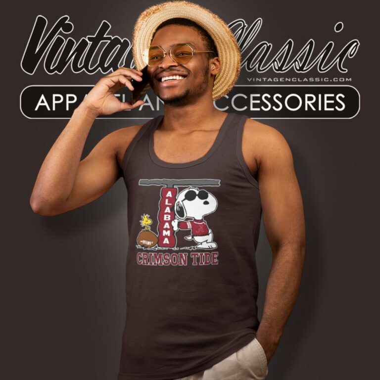 Alabama Crimson Tide Snoopy Joe Cool And Woodstock Tank Top Racerback Alabama Crimson Tide Snoopy Joe Cool And Woodstock Tank Top Racerback