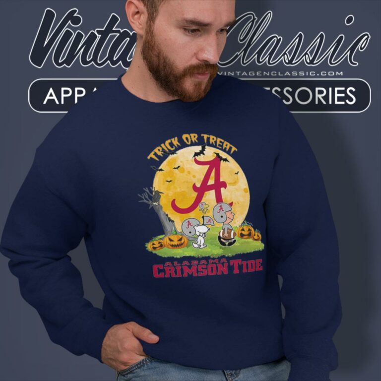 Alabama Crimson Tide Snoopy Trick Or Treat Halloween Sweatshirt Alabama Crimson Tide Snoopy Trick Or Treat Halloween Sweatshirt