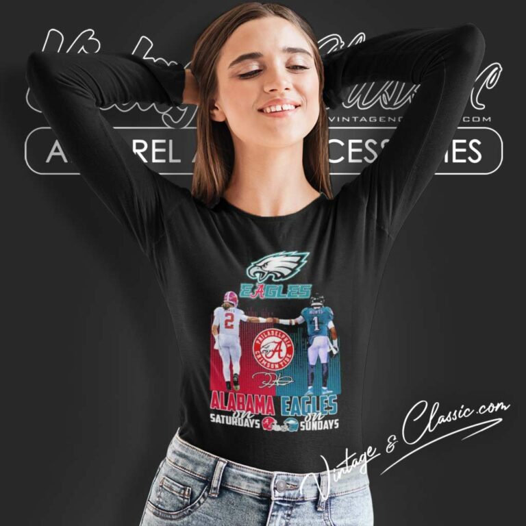 Alabama On Saturdays Eagles On Sundays Long Sleeve Tee Alabama On Saturdays Eagles On Sundays Long Sleeve Tee