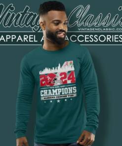 Alabama Rose Bowl Game Champions 2024 Helmet Logo Long Sleeve Tee
